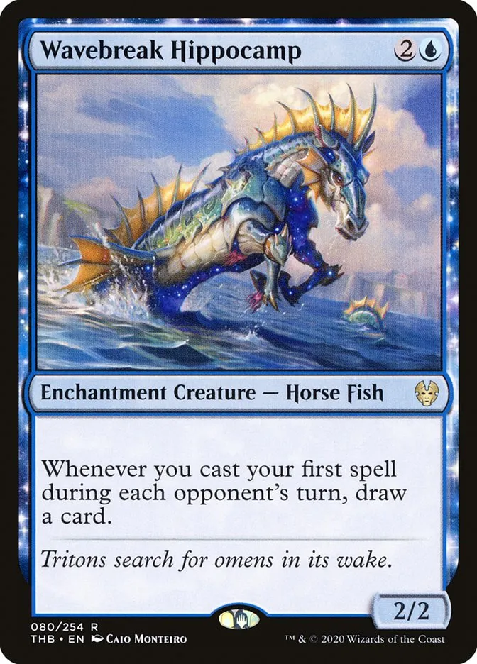 2020 Theros Beyond Death Wavebreak Hippocamp #80 rare card image