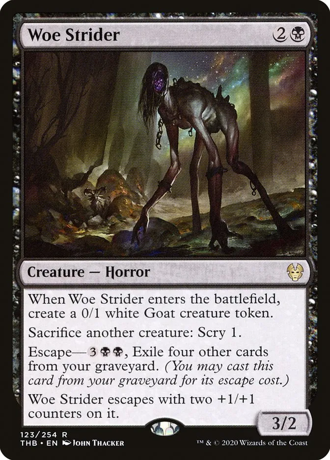 2020 Theros Beyond Death Woe Strider #123 rare card image
