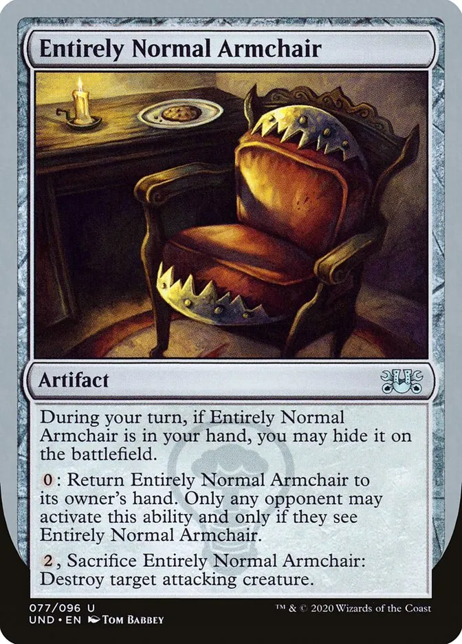 2020 Unsanctioned Entirely Normal Armchair #77 uncommon card image