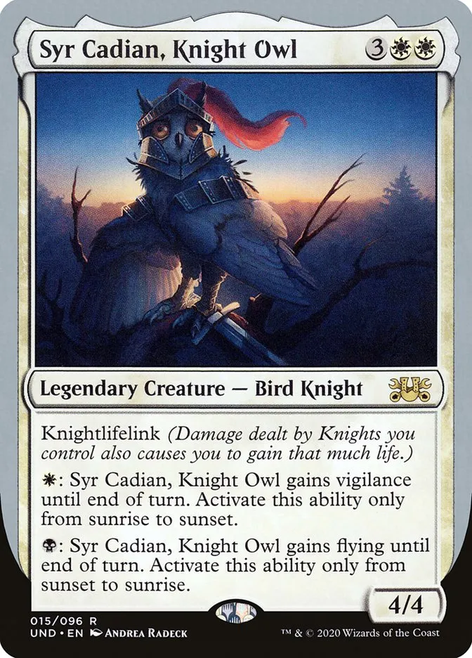 2020 Unsanctioned Syr Cadian, Knight Owl rare #15 rare card image