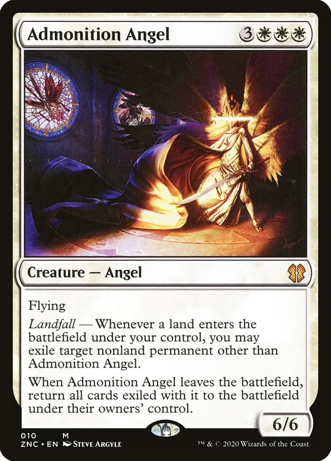 2020 Zendikar Rising Commander Admonition Angel mythic #10 mythic card image