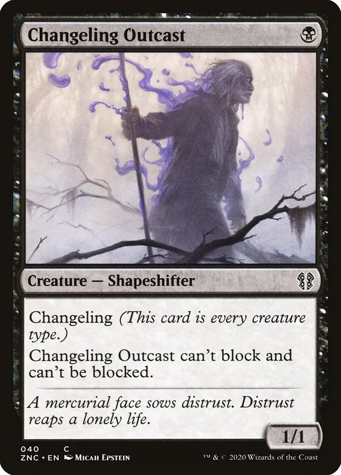2020 Zendikar Rising Commander Changeling Outcast common #40 common card image