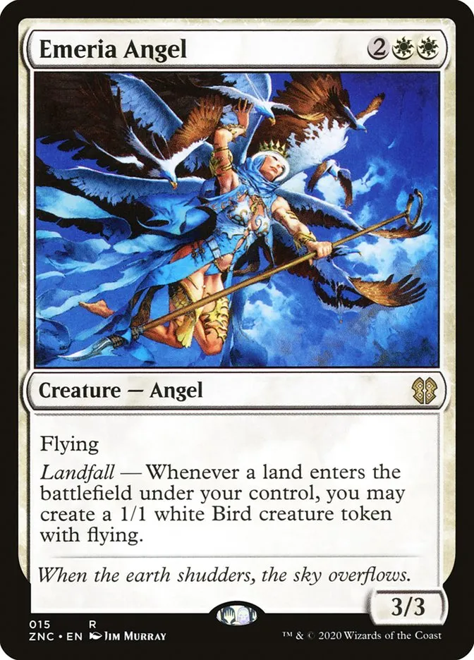 2020 Zendikar Rising Commander Emeria Angel rare #15 rare card image