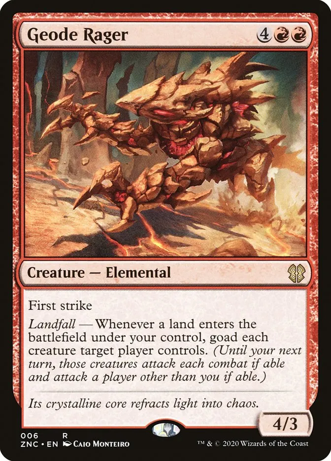 2020 Zendikar Rising Commander Geode Rager rare #6 rare card image