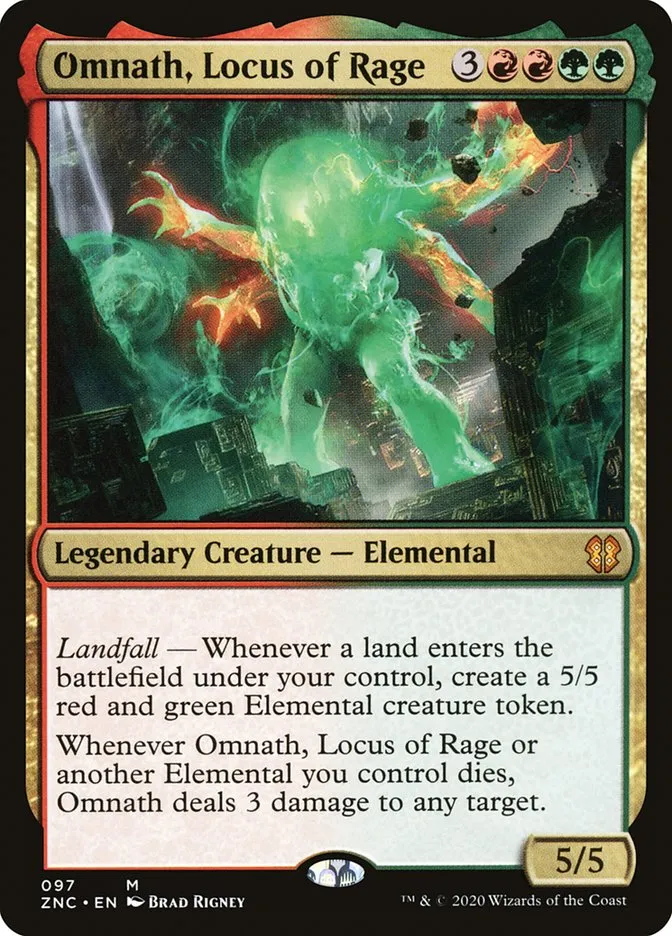 2020 Zendikar Rising Commander Omnath, Locus of Rage mythic #97 mythic card image