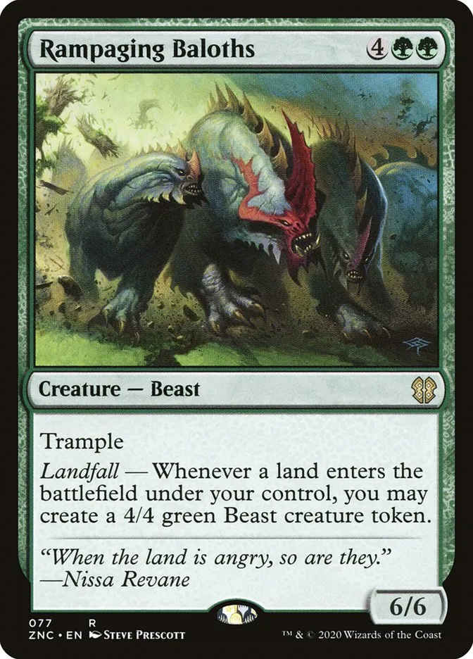 2020 Zendikar Rising Commander Rampaging Baloths rare #77 rare card image