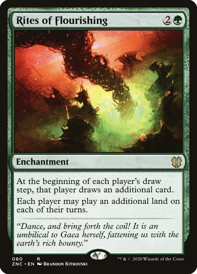2020 Zendikar Rising Commander Rites of Flourishing rare #80 rare card image