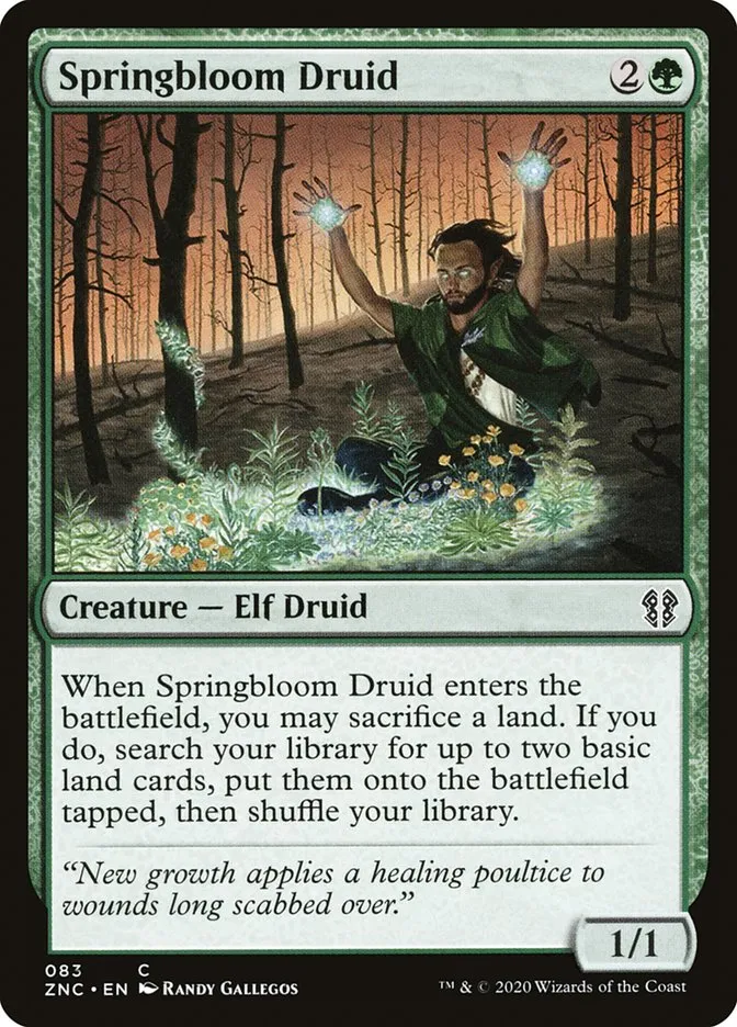 2020 Zendikar Rising Commander Springbloom Druid common #83 common card image