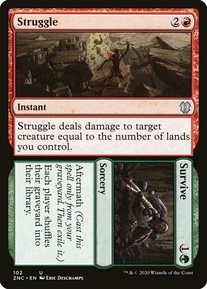 2020 Zendikar Rising Commander Struggle // Survive uncommon #102 uncommon card image