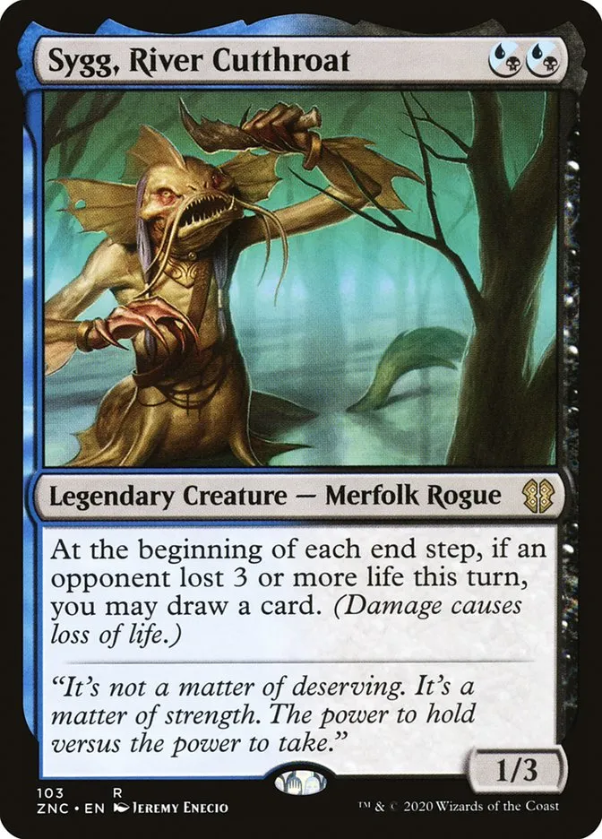 2020 Zendikar Rising Commander Sygg, River Cutthroat rare #103 rare card image