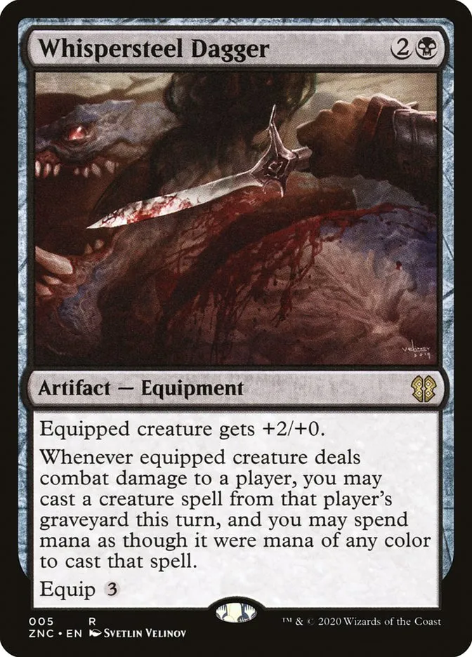 2020 Zendikar Rising Commander Whispersteel Dagger rare #5 rare card image