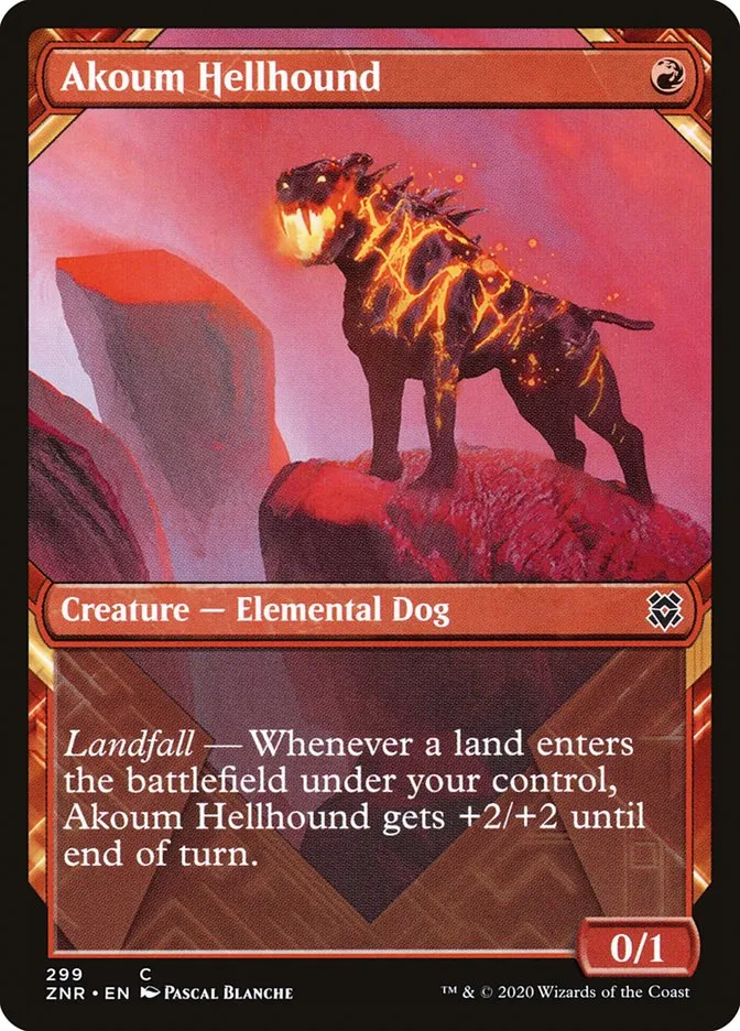2020 Zendikar Rising Akoum Hellhound common #299 common card image