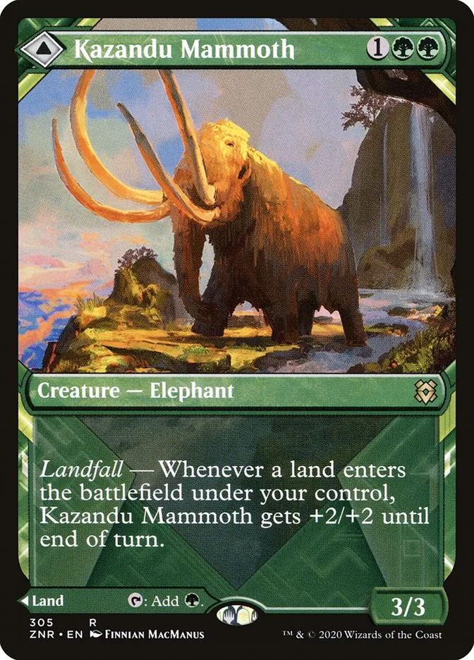 2020 Zendikar Rising Kazandu Mammoth // Kazandu Valley rare #305 rare card image