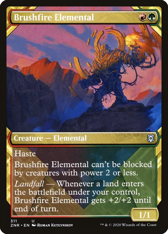 2020 Zendikar Rising Brushfire Elemental uncommon #311 uncommon card image