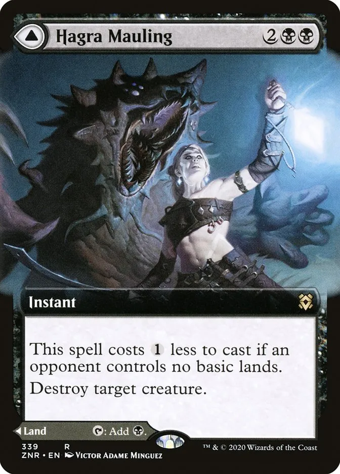 2020 Zendikar Rising Hagra Mauling // Hagra Broodpit rare #339 rare card image