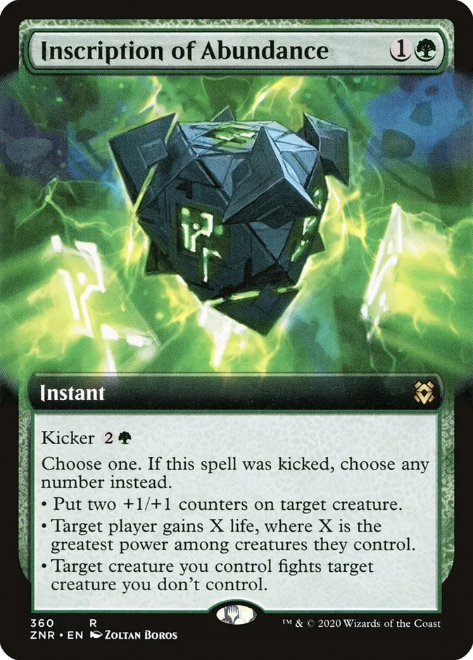 2020 Zendikar Rising Inscription of Abundance rare #360 rare card image