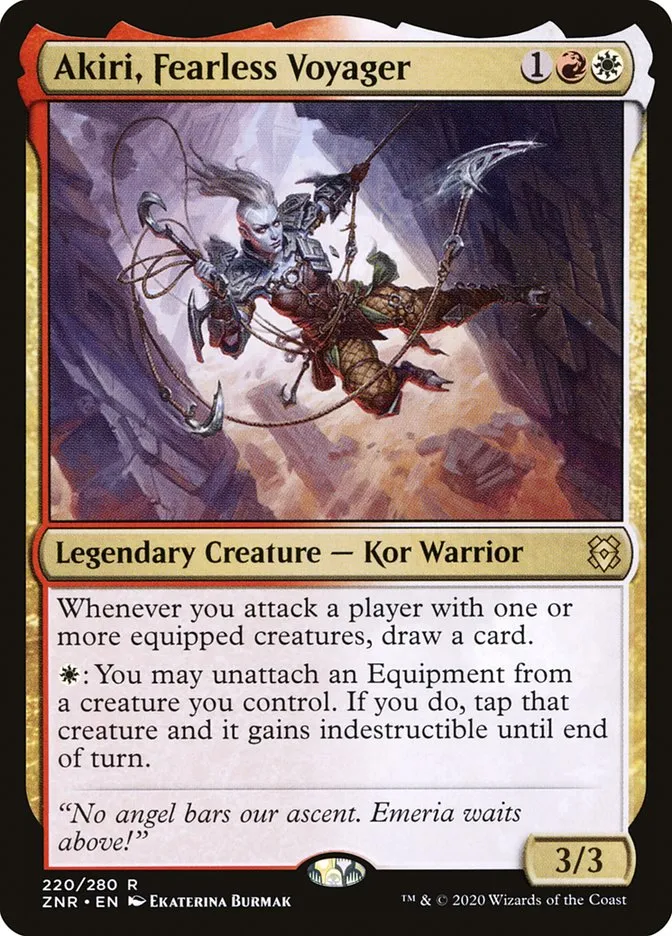 2020 Zendikar Rising Akiri, Fearless Voyager #220 rare card image