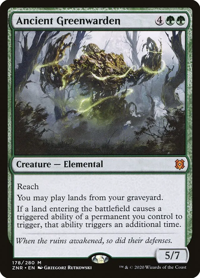 2020 Zendikar Rising Ancient Greenwarden #178 mythic card image