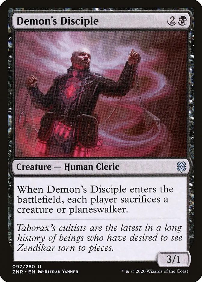 2020 Zendikar Rising Demon's Disciple #97 uncommon card image