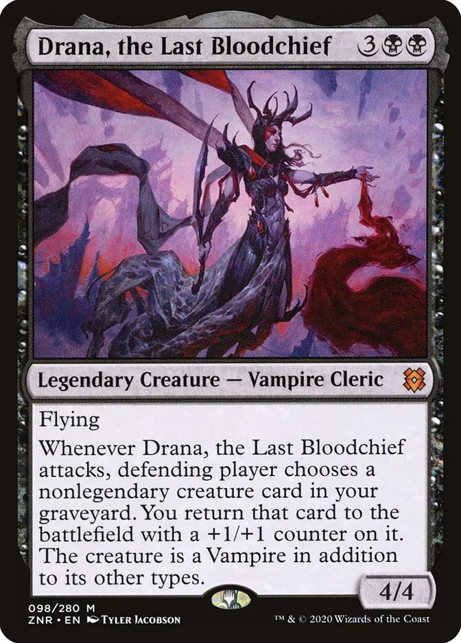 2020 Zendikar Rising Drana, the Last Bloodchief #98 mythic card image