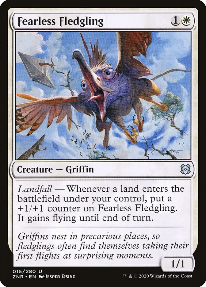 2020 Zendikar Rising Fearless Fledgling uncommon #15 uncommon card image