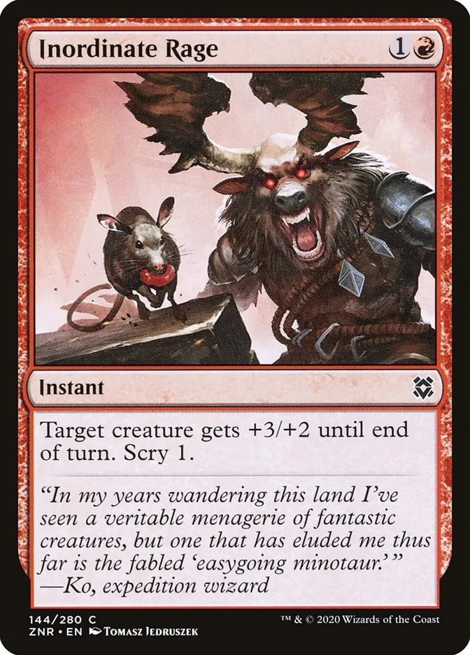 2020 Zendikar Rising Inordinate Rage #144 common card image