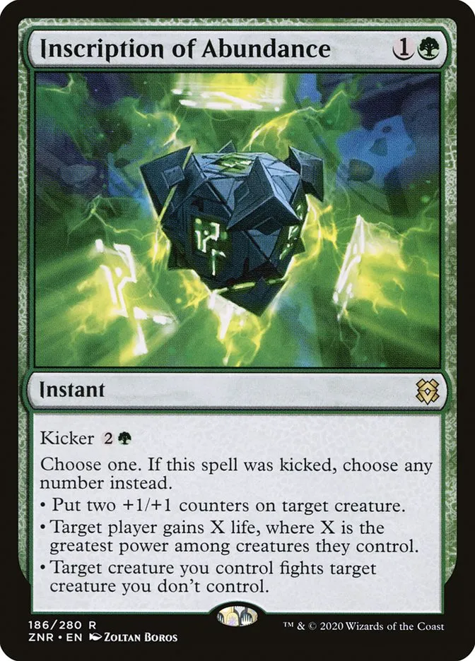 2020 Zendikar Rising Inscription of Abundance #186 rare card image