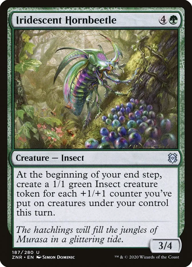 2020 Zendikar Rising Iridescent Hornbeetle #187 uncommon card image