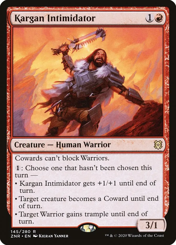 2020 Zendikar Rising Kargan Intimidator #145 rare card image