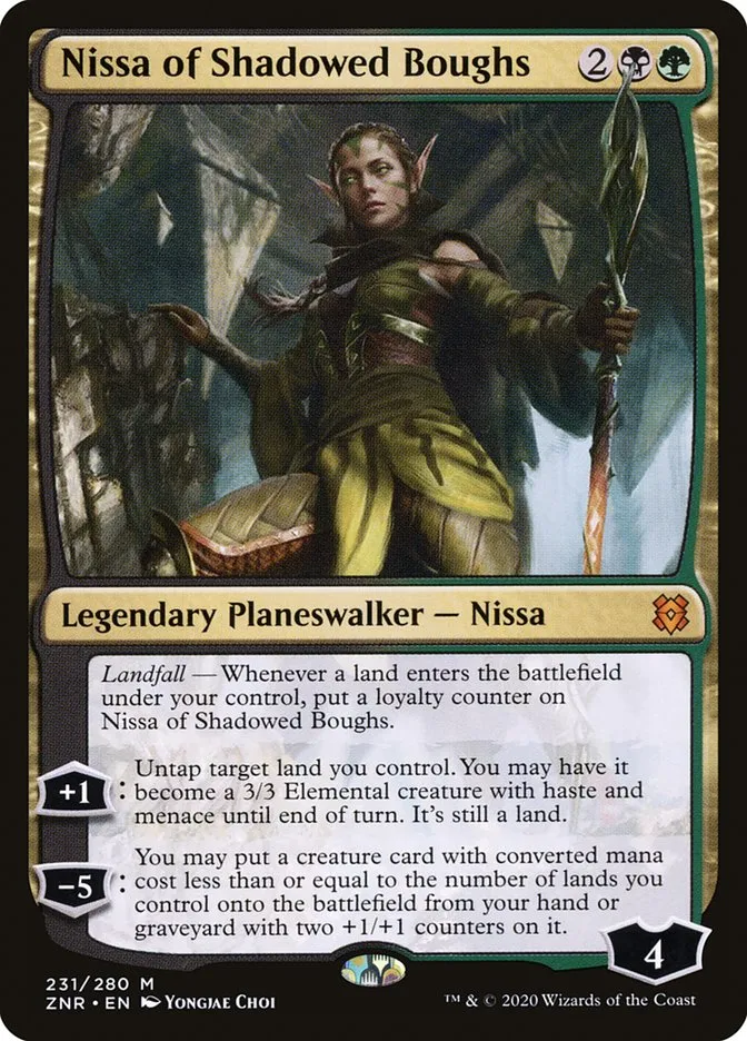 2020 Zendikar Rising Nissa of Shadowed Boughs #231 mythic card image