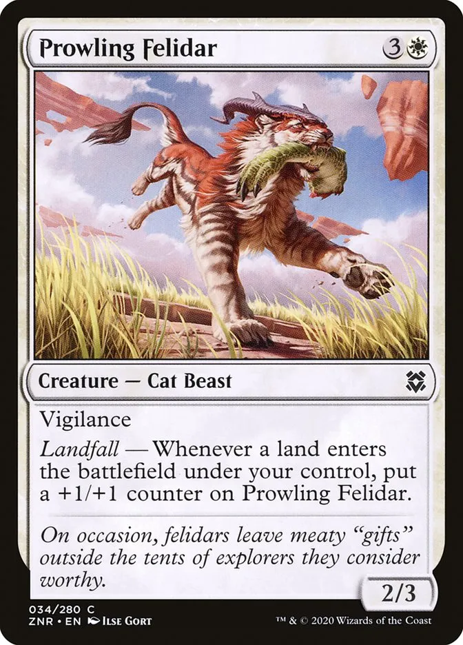 2020 Zendikar Rising Prowling Felidar common #34 common card image