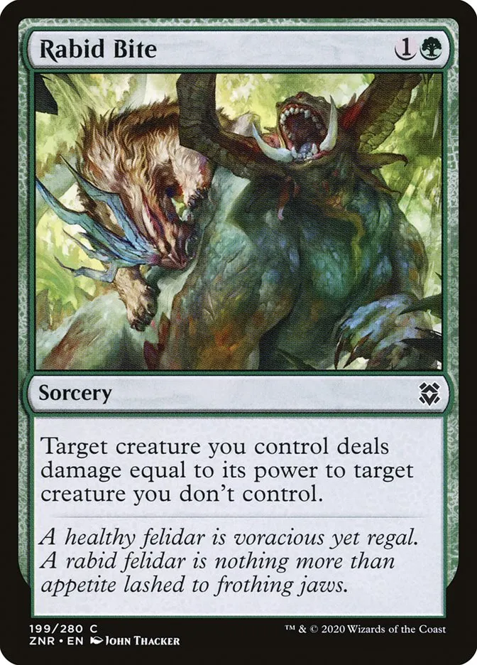 2020 Zendikar Rising Rabid Bite common #199 common card image