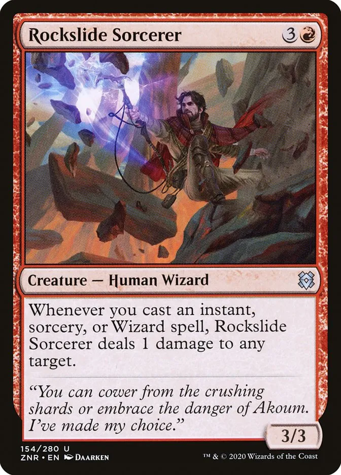 2020 Zendikar Rising Rockslide Sorcerer #154 uncommon card image