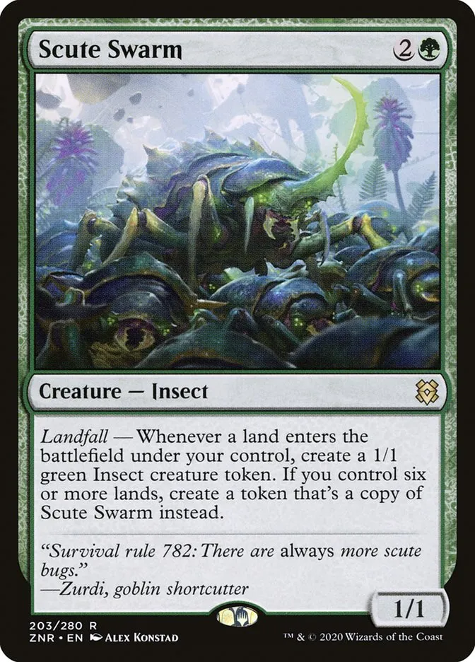 2020 Zendikar Rising Scute Swarm rare #203 rare card image