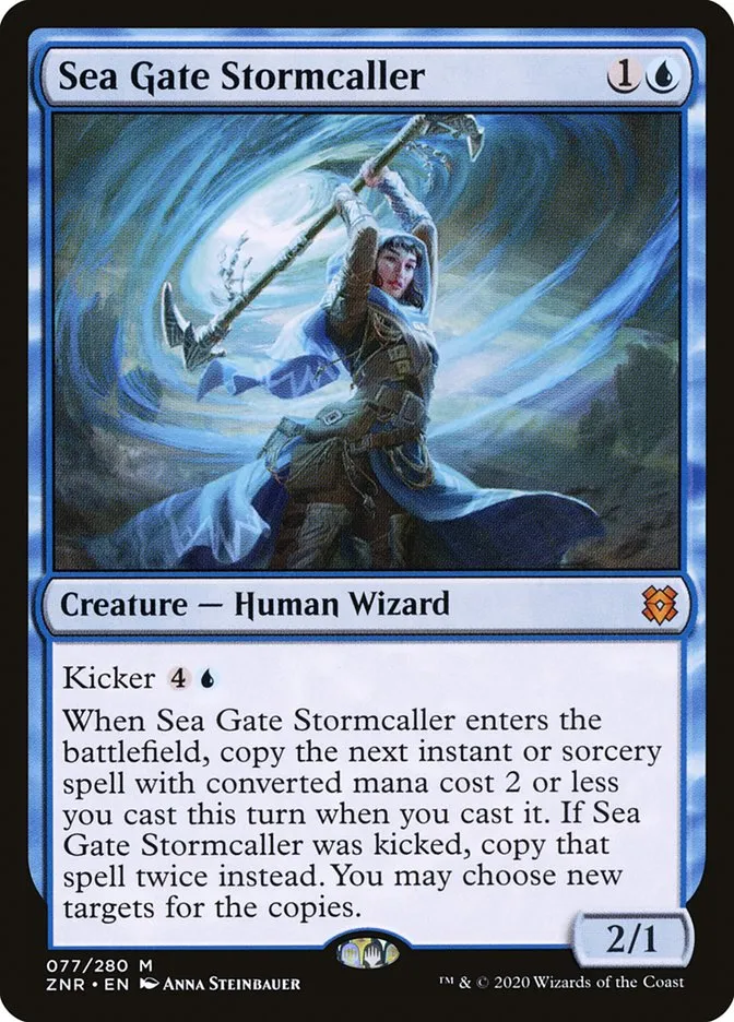 2020 Zendikar Rising Sea Gate Stormcaller #77 mythic card image