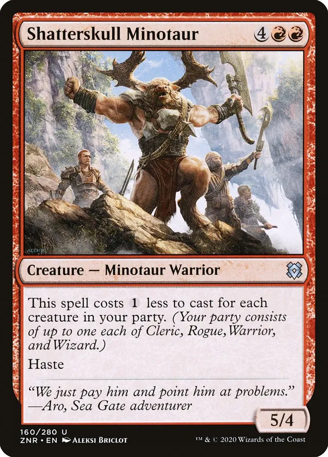 2020 Zendikar Rising Shatterskull Minotaur #160 uncommon card image