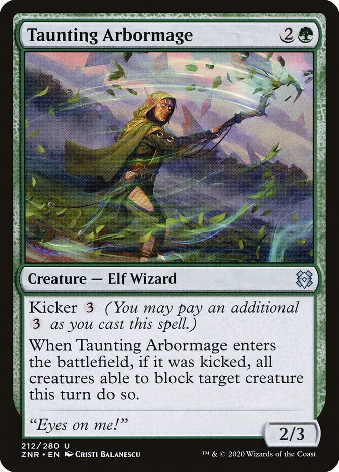 2020 Zendikar Rising Taunting Arbormage #212 uncommon card image