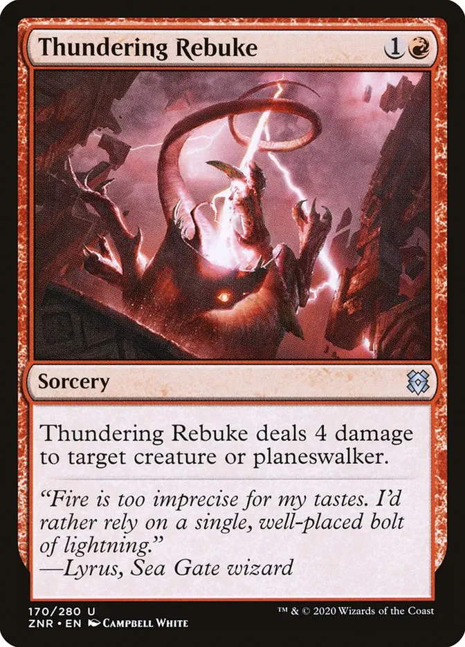 2020 Zendikar Rising Thundering Rebuke #170 uncommon card image