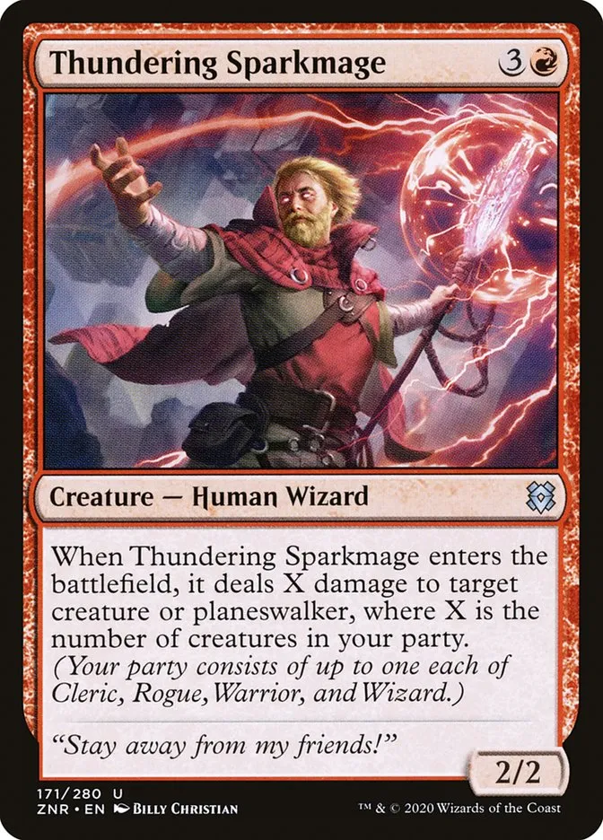 2020 Zendikar Rising Thundering Sparkmage #171 uncommon card image