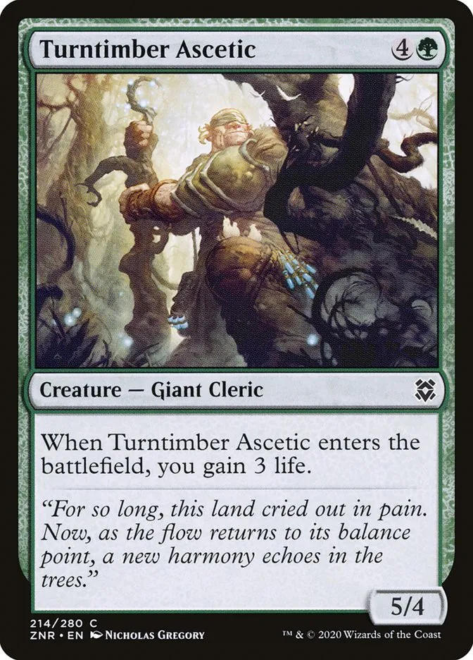 2020 Zendikar Rising Turntimber Ascetic #214 common card image