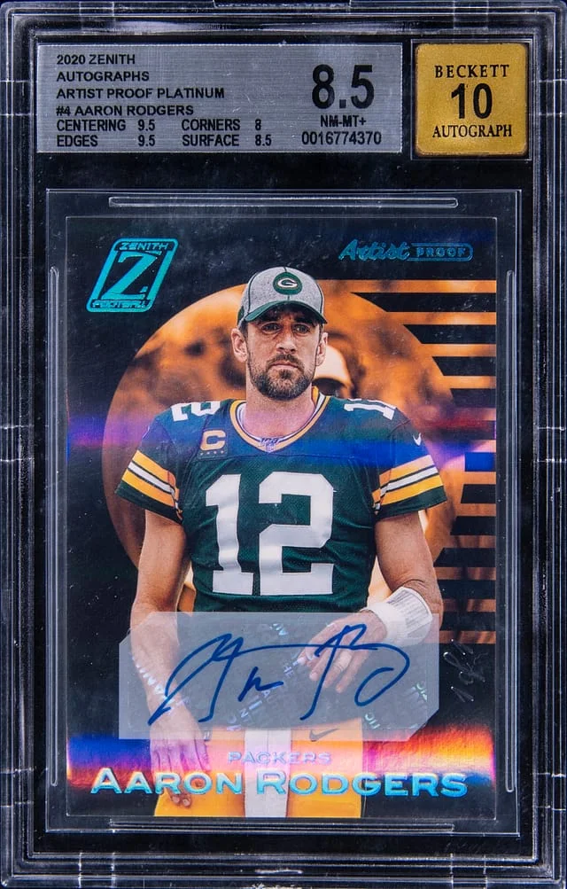 2020 Panini Aaron Rodgers Zenith Autographs Artist Proof Platinum #4 card image