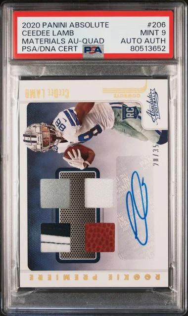 2020 Panini Absolute Ceedee Lamb Materials Autograph-Quad #206 card image
