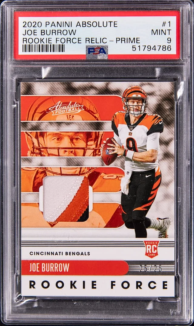 2020 Panini Absolute Joe Burrow Force Relic Prime #1 card image