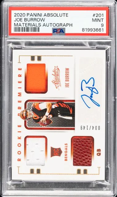 2020 Panini Absolute Joe Burrow Materials Autograph #201 card image