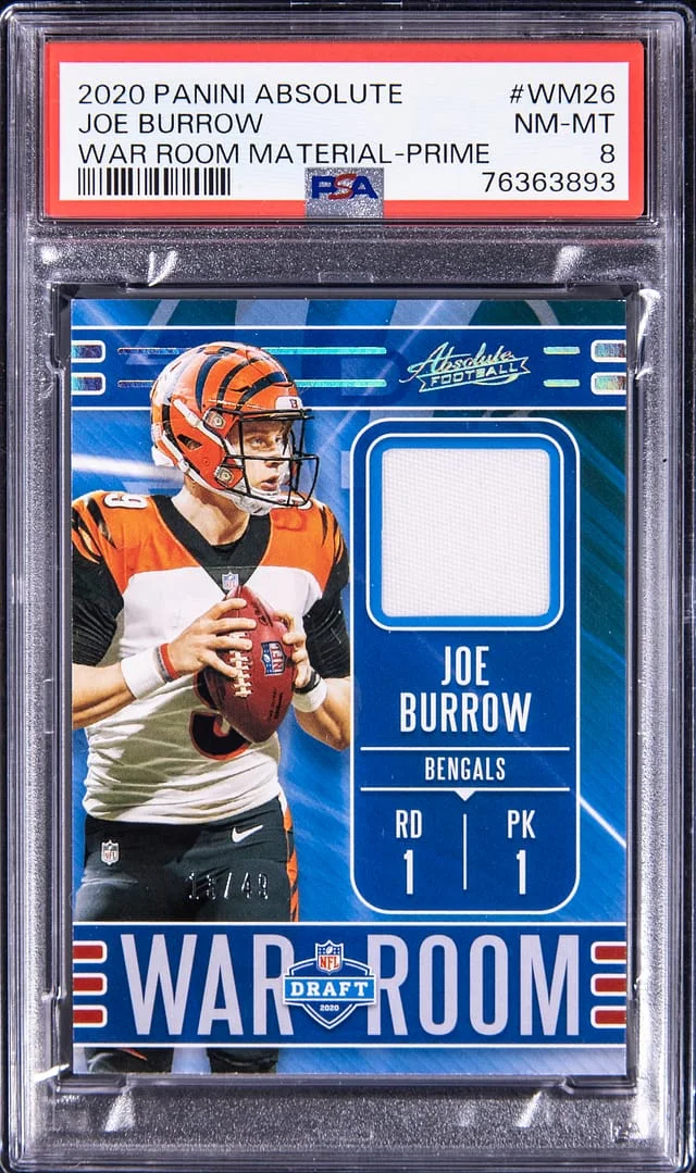 2020 Panini Absolute Joe Burrow War Room Material Prime #WM-26 card image