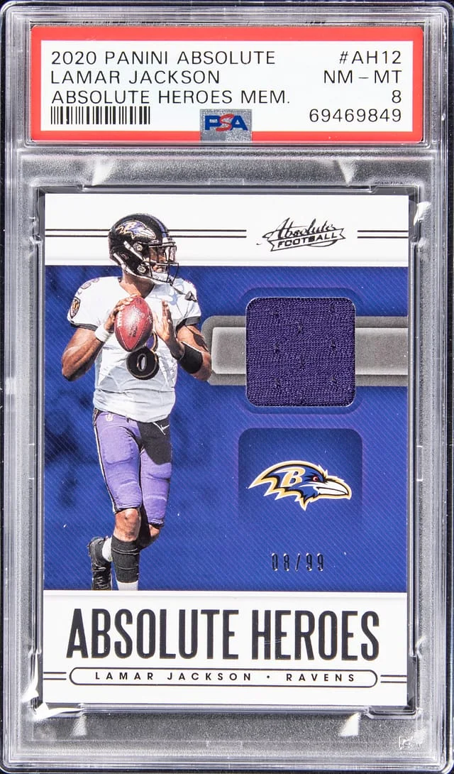 2020 Panini Absolute Lamar Jackson Absolute Heroes Memorabilia #AH12 card image
