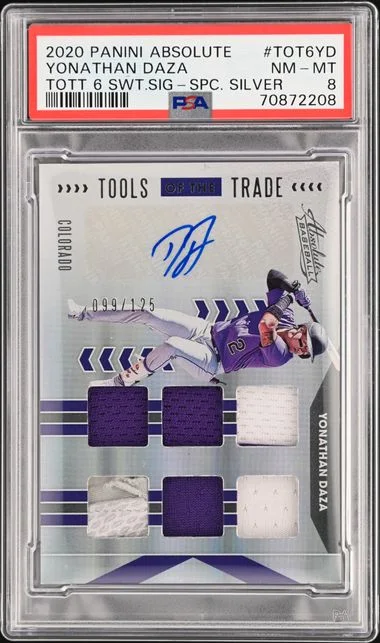 2020 Panini Absolute Yonathan Daza Tools Of The Trade Six Swatch Signatures Spectrum Silver #TOT6-YD card image
