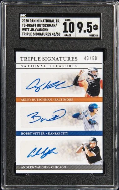 2020 Panini A.Rutschman/B.Witt Jr./A.Vaughn National Tr. Triple Signatures #TS-DRAFT card image