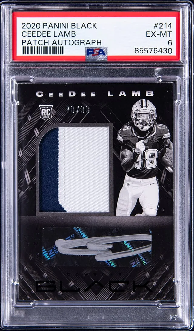 2020 Panini Black CeeDee Lamb Patch Autograph #214 card image