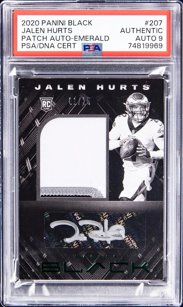 2020 Panini Black Jalen Hurts Jersey Autograph #207 card image